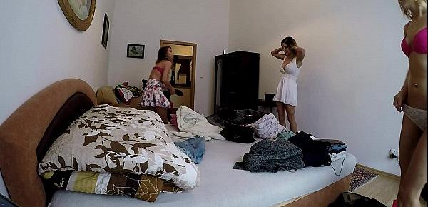  4 young girls at changing room Upskirt Treats from the backstage voyeur cam